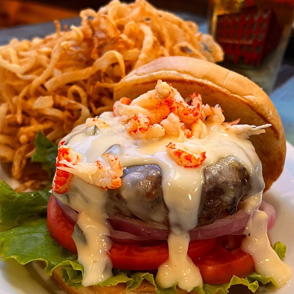 crawfish queso burger