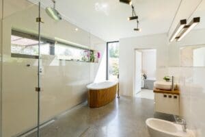 Spacious eco friendly bathroom