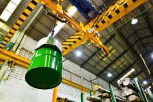 Electric,Crane,Hook,Handling,Chemical,Barrels,Loading,For,Logistics,Import