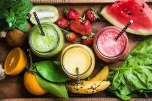 Freshly,Blended,Fruit,Smoothies,Of,Various,Colors,And,Tastes,In