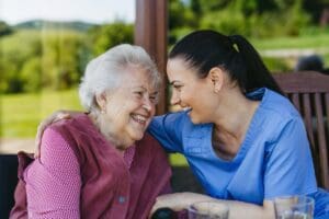 Portrait,Of,Female,Caregiver,And,Senior,Woman.,Nurse,And,Elderly
