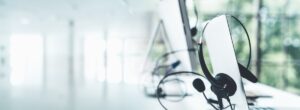 Headset,And,Customer,Support,Equipment,At,Call,Center,Ready,For